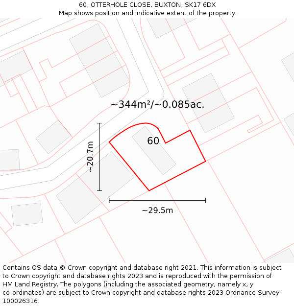 60, OTTERHOLE CLOSE, BUXTON, SK17 6DX: Plot and title map