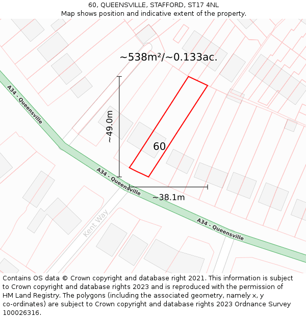 60, QUEENSVILLE, STAFFORD, ST17 4NL: Plot and title map