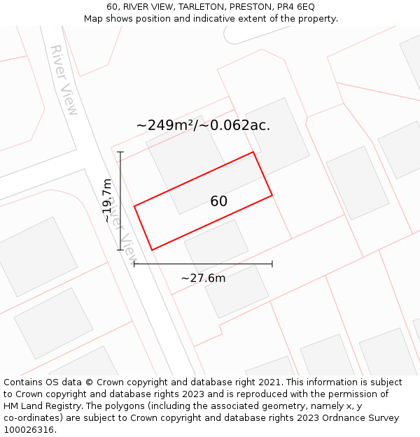 60, RIVER VIEW, TARLETON, PRESTON, PR4 6EQ: Plot and title map