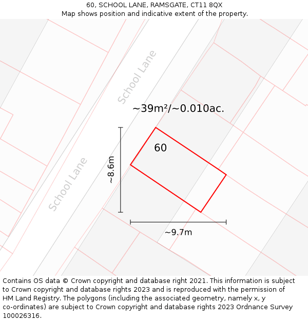 60, SCHOOL LANE, RAMSGATE, CT11 8QX: Plot and title map