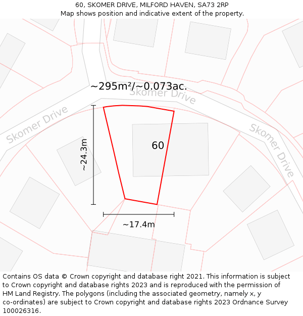 60, SKOMER DRIVE, MILFORD HAVEN, SA73 2RP: Plot and title map