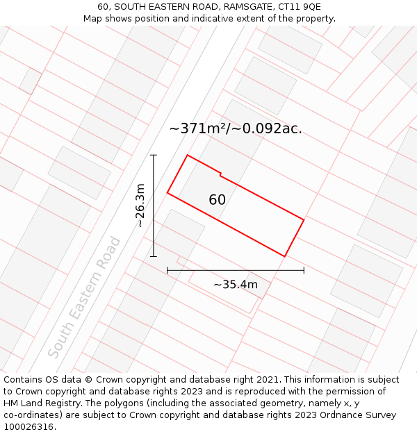 60, SOUTH EASTERN ROAD, RAMSGATE, CT11 9QE: Plot and title map