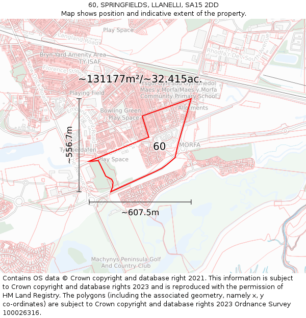 60, SPRINGFIELDS, LLANELLI, SA15 2DD: Plot and title map