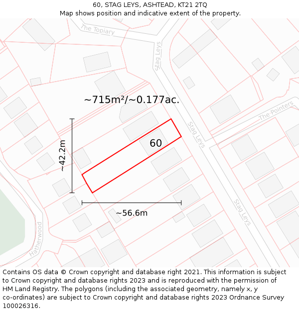 60, STAG LEYS, ASHTEAD, KT21 2TQ: Plot and title map