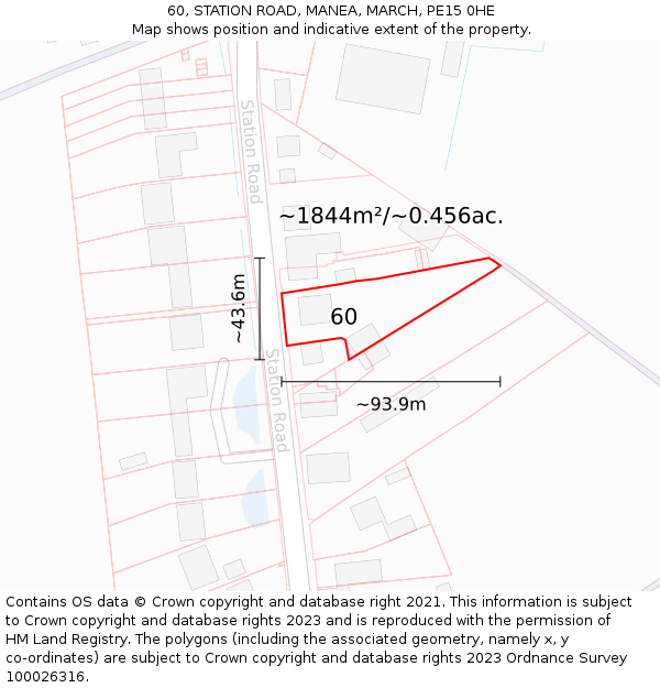 60, STATION ROAD, MANEA, MARCH, PE15 0HE: Plot and title map