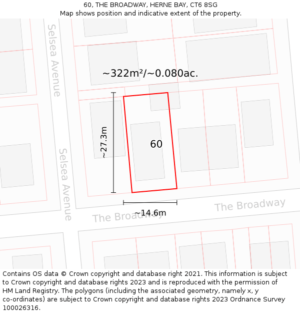 60, THE BROADWAY, HERNE BAY, CT6 8SG: Plot and title map