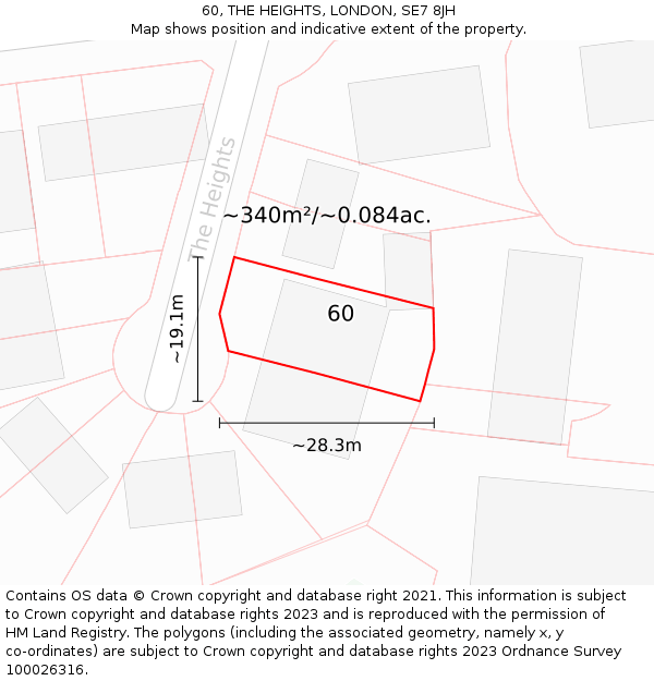 60, THE HEIGHTS, LONDON, SE7 8JH: Plot and title map