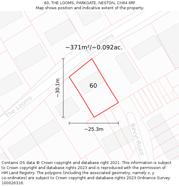 60, THE LOOMS, PARKGATE, NESTON, CH64 6RF: Plot and title map