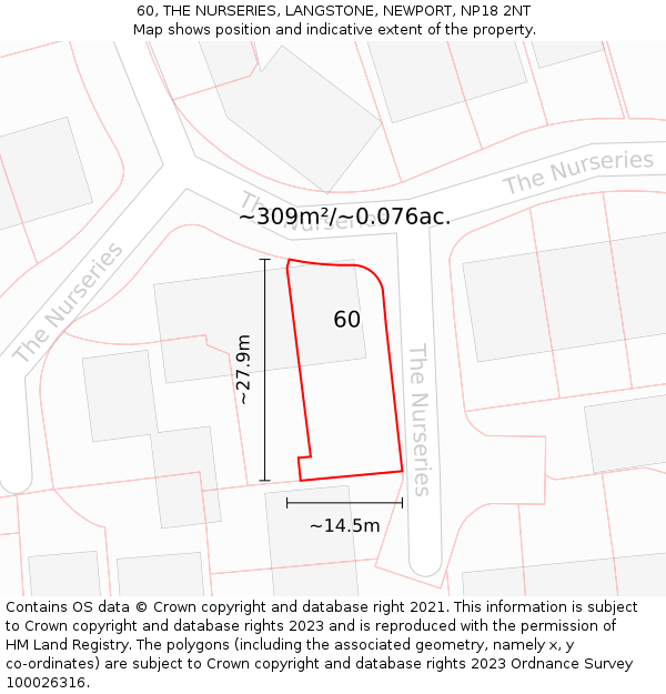 60, THE NURSERIES, LANGSTONE, NEWPORT, NP18 2NT: Plot and title map