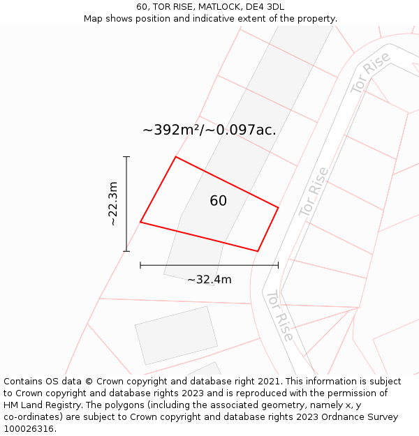 60, TOR RISE, MATLOCK, DE4 3DL: Plot and title map