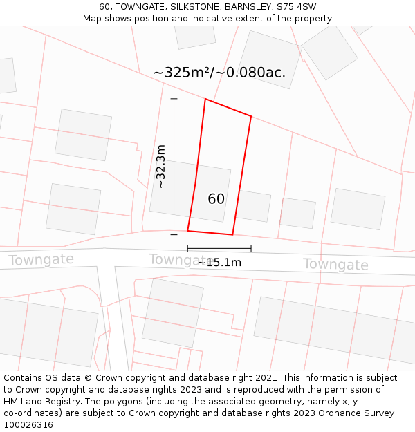 60, TOWNGATE, SILKSTONE, BARNSLEY, S75 4SW: Plot and title map