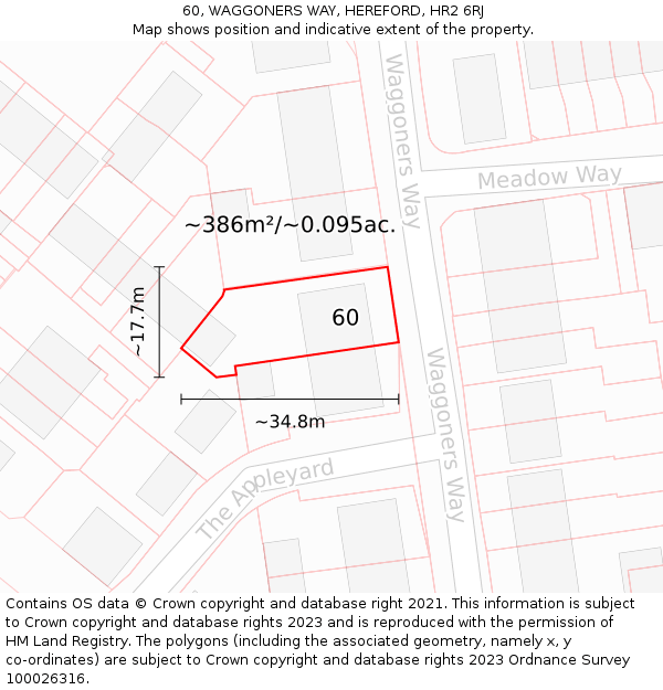 60, WAGGONERS WAY, HEREFORD, HR2 6RJ: Plot and title map