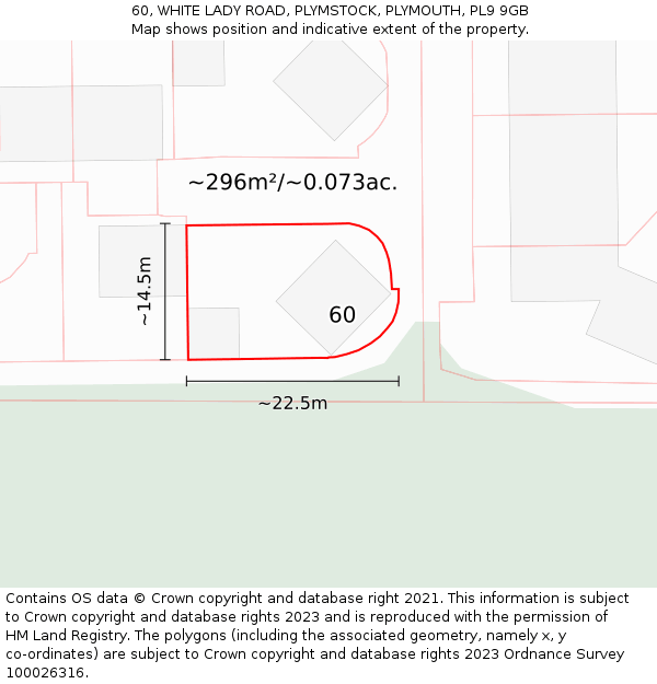 60, WHITE LADY ROAD, PLYMSTOCK, PLYMOUTH, PL9 9GB: Plot and title map