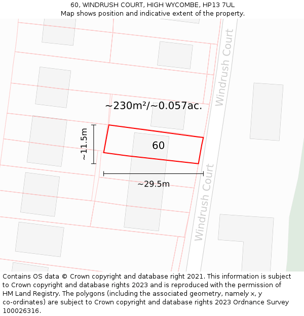 60, WINDRUSH COURT, HIGH WYCOMBE, HP13 7UL: Plot and title map