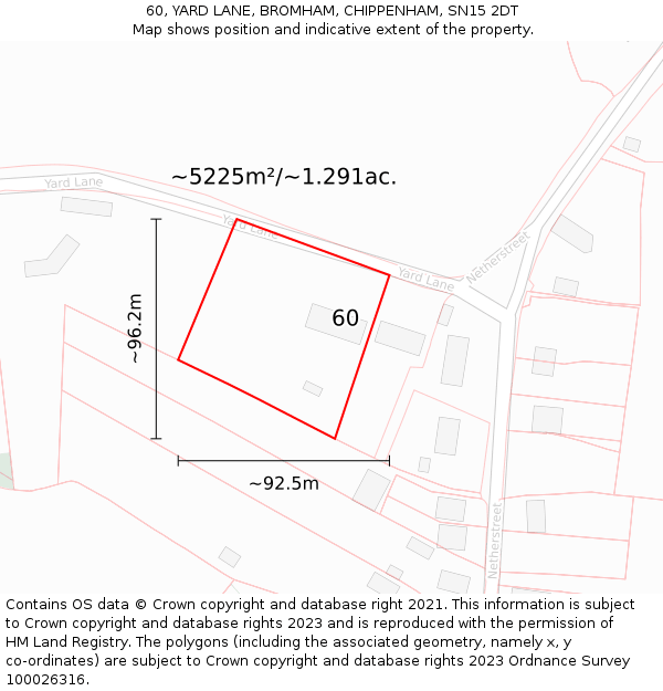 60, YARD LANE, BROMHAM, CHIPPENHAM, SN15 2DT: Plot and title map