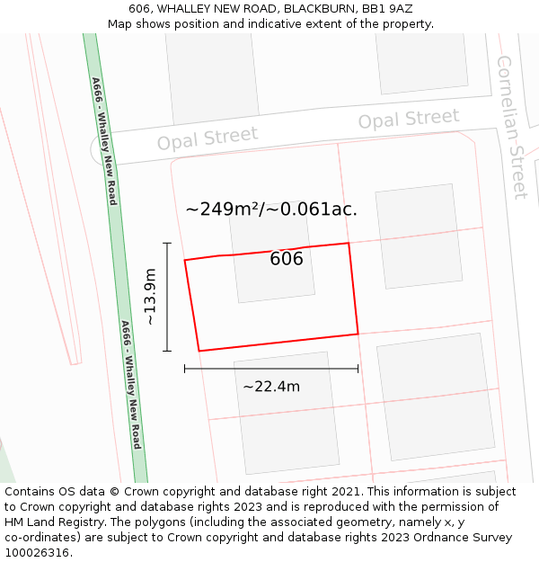 606, WHALLEY NEW ROAD, BLACKBURN, BB1 9AZ: Plot and title map