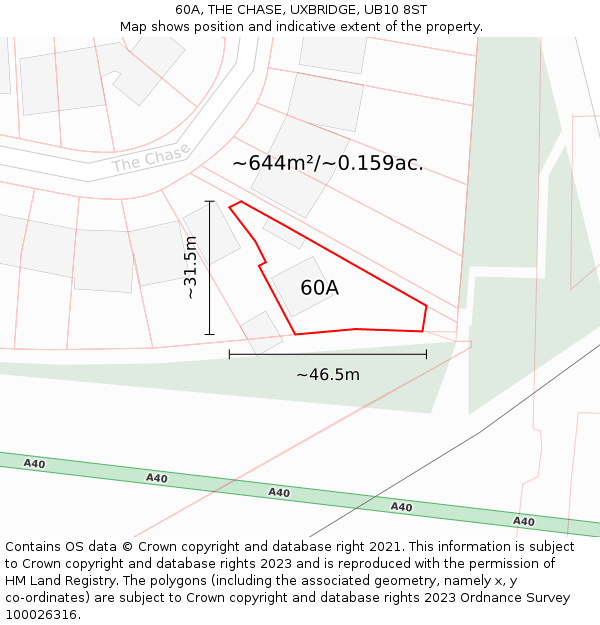 60A, THE CHASE, UXBRIDGE, UB10 8ST: Plot and title map