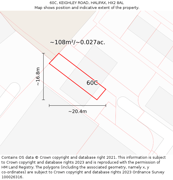 60C, KEIGHLEY ROAD, HALIFAX, HX2 8AL: Plot and title map