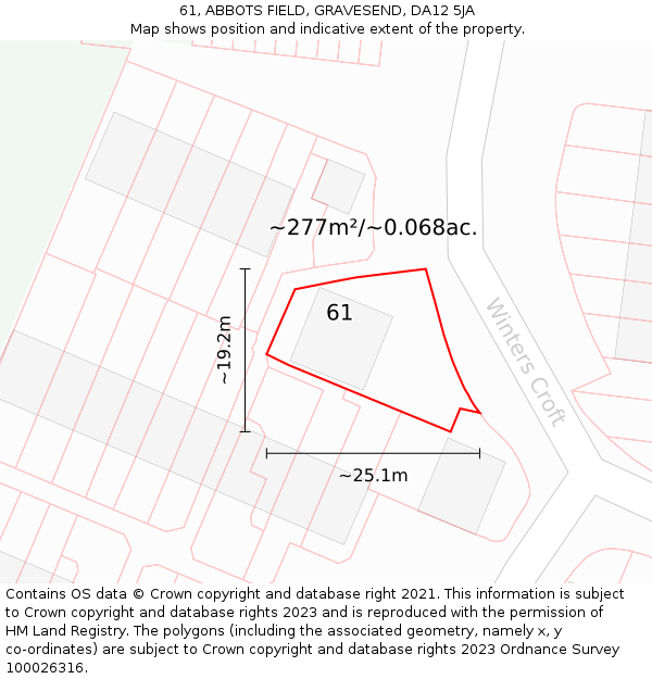 61, ABBOTS FIELD, GRAVESEND, DA12 5JA: Plot and title map