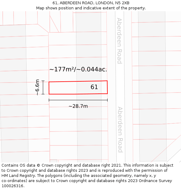 61, ABERDEEN ROAD, LONDON, N5 2XB: Plot and title map