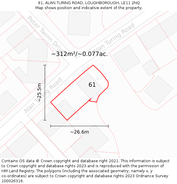 61, ALAN TURING ROAD, LOUGHBOROUGH, LE11 2NQ: Plot and title map