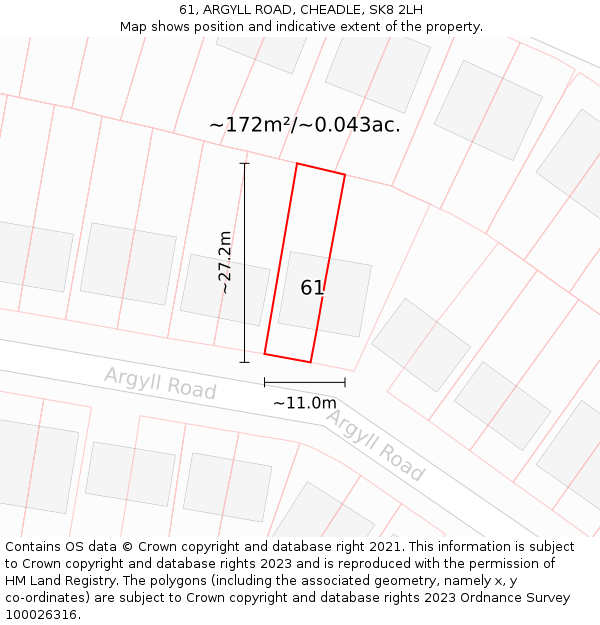 61, ARGYLL ROAD, CHEADLE, SK8 2LH: Plot and title map