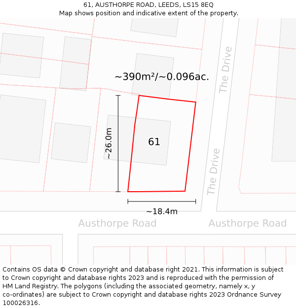 61, AUSTHORPE ROAD, LEEDS, LS15 8EQ: Plot and title map