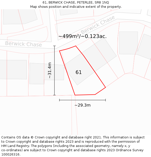 61, BERWICK CHASE, PETERLEE, SR8 1NQ: Plot and title map