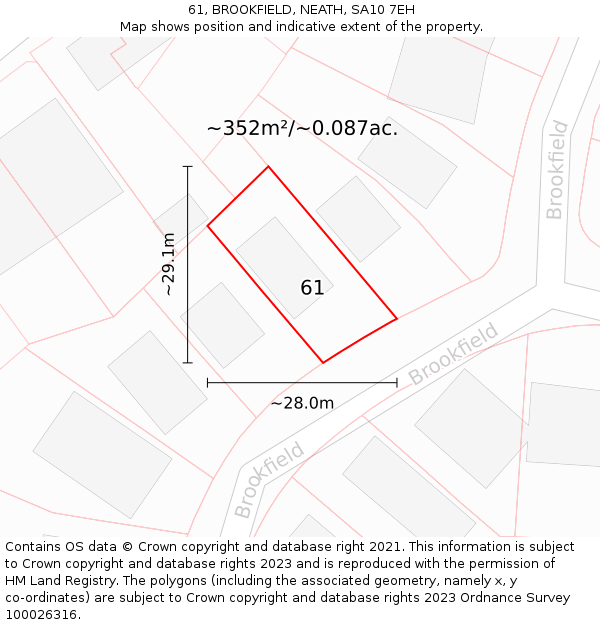 61, BROOKFIELD, NEATH, SA10 7EH: Plot and title map