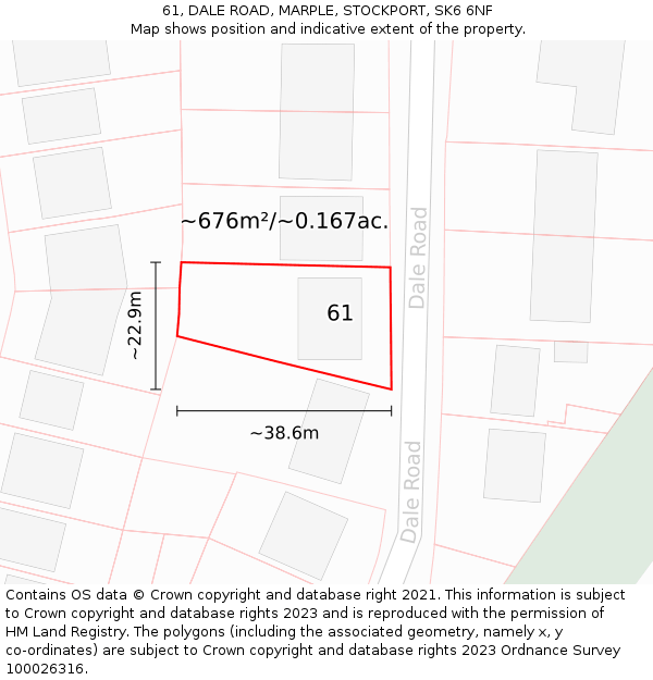 61, DALE ROAD, MARPLE, STOCKPORT, SK6 6NF: Plot and title map