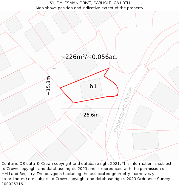 61, DALESMAN DRIVE, CARLISLE, CA1 3TH: Plot and title map