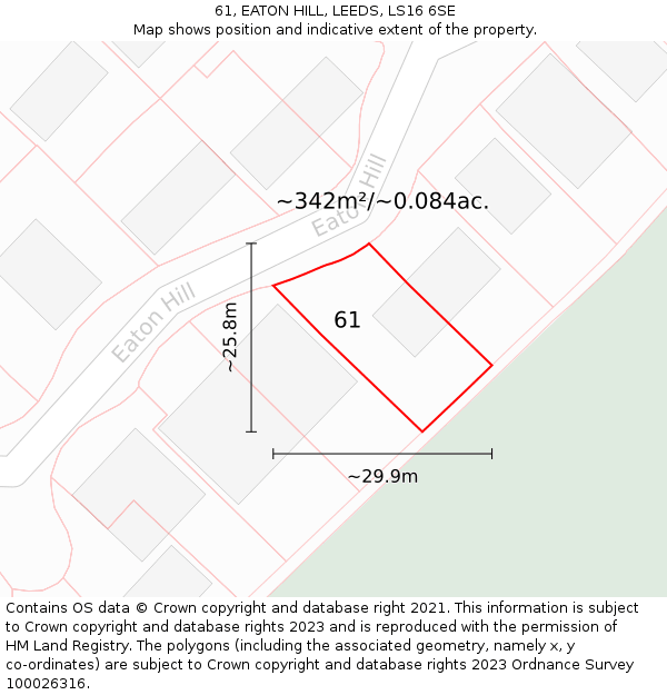 61, EATON HILL, LEEDS, LS16 6SE: Plot and title map