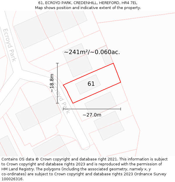 61, ECROYD PARK, CREDENHILL, HEREFORD, HR4 7EL: Plot and title map