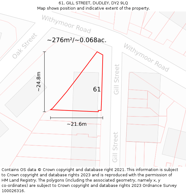 61, GILL STREET, DUDLEY, DY2 9LQ: Plot and title map