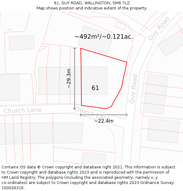 61, GUY ROAD, WALLINGTON, SM6 7LZ: Plot and title map