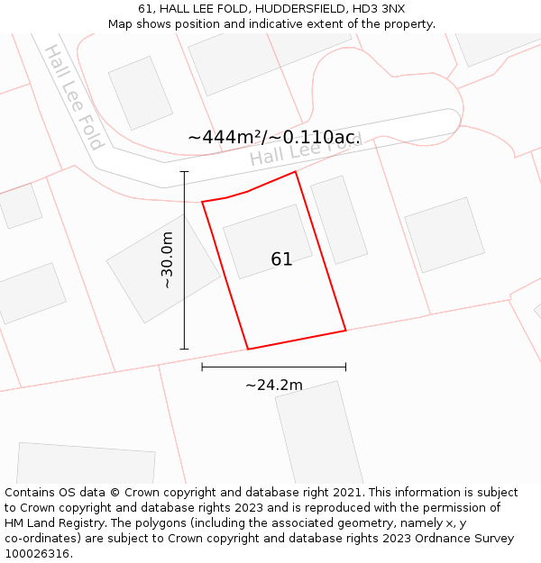 61, HALL LEE FOLD, HUDDERSFIELD, HD3 3NX: Plot and title map