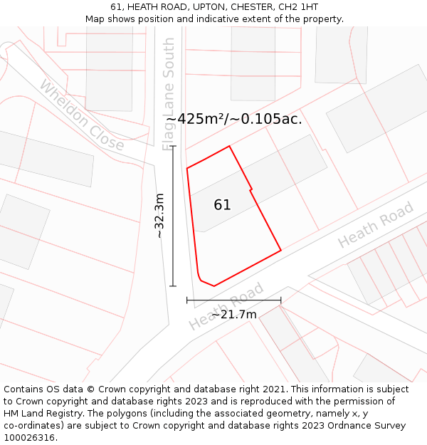 61, HEATH ROAD, UPTON, CHESTER, CH2 1HT: Plot and title map
