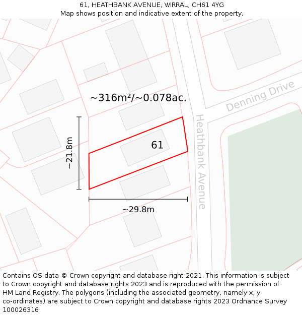 61, HEATHBANK AVENUE, WIRRAL, CH61 4YG: Plot and title map