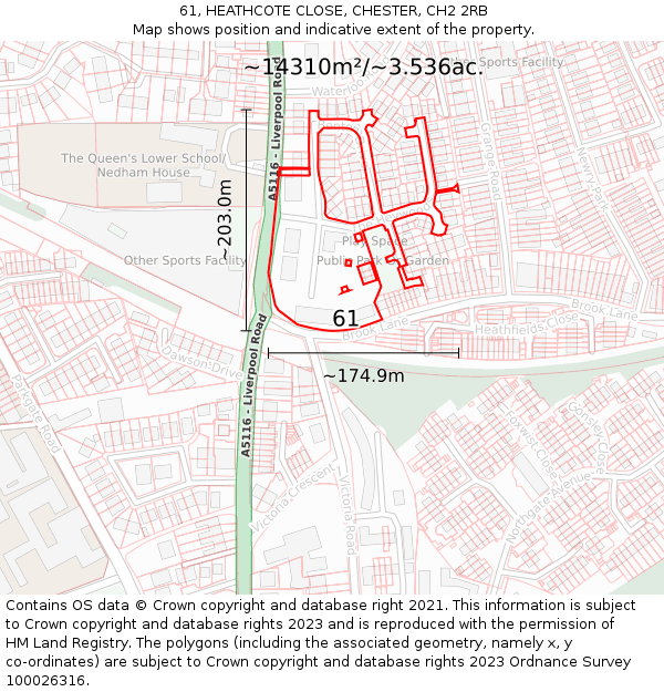61, HEATHCOTE CLOSE, CHESTER, CH2 2RB: Plot and title map