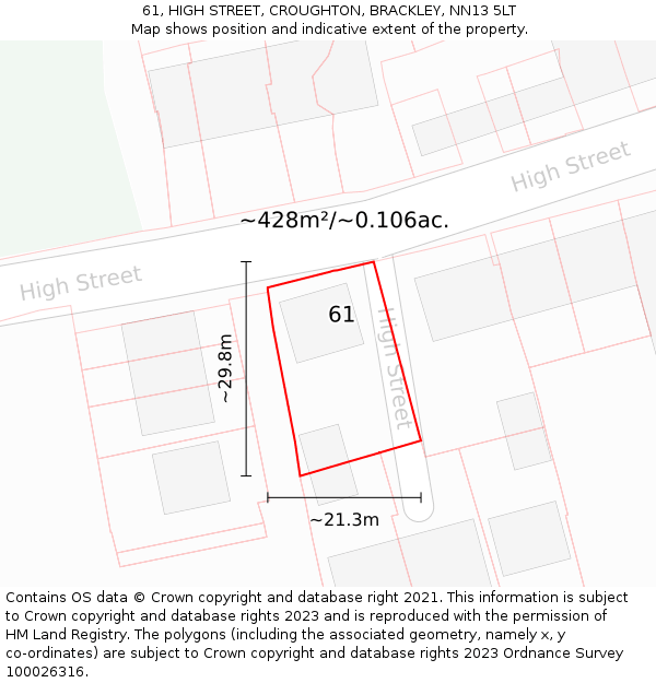 61, HIGH STREET, CROUGHTON, BRACKLEY, NN13 5LT: Plot and title map
