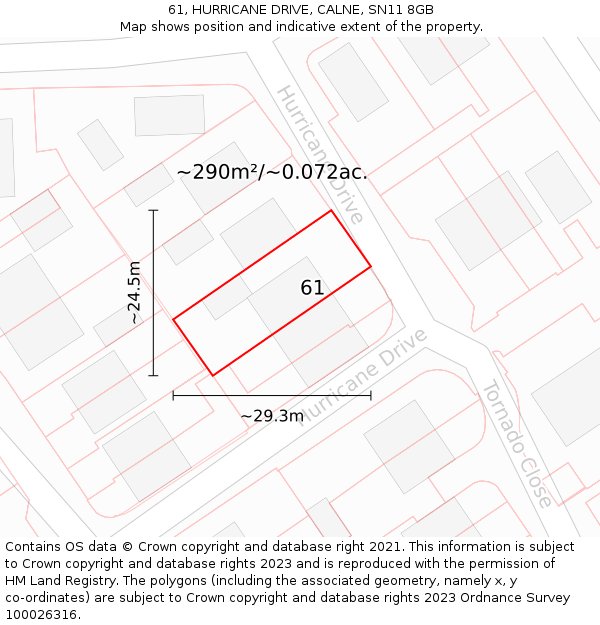 61, HURRICANE DRIVE, CALNE, SN11 8GB: Plot and title map