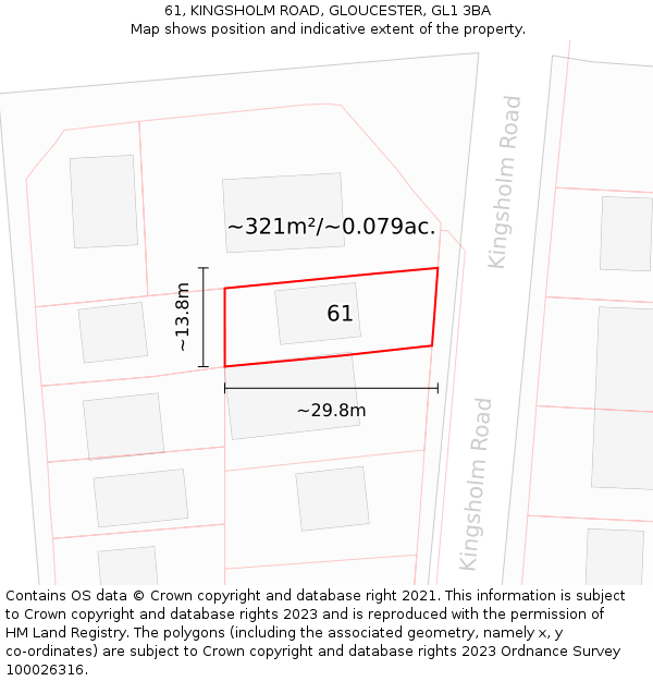 61, KINGSHOLM ROAD, GLOUCESTER, GL1 3BA: Plot and title map