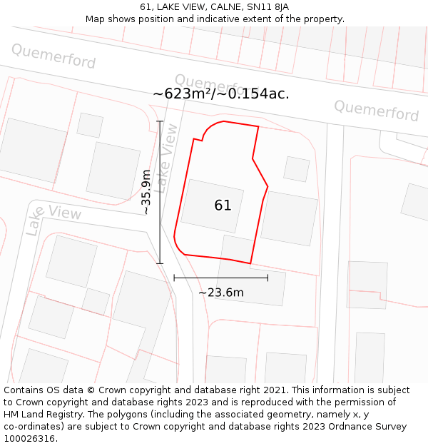 61, LAKE VIEW, CALNE, SN11 8JA: Plot and title map