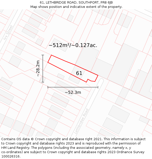61, LETHBRIDGE ROAD, SOUTHPORT, PR8 6JB: Plot and title map