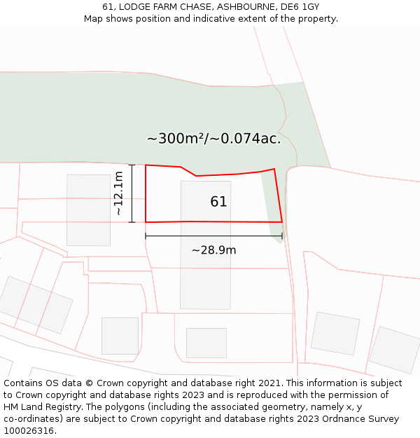 61, LODGE FARM CHASE, ASHBOURNE, DE6 1GY: Plot and title map