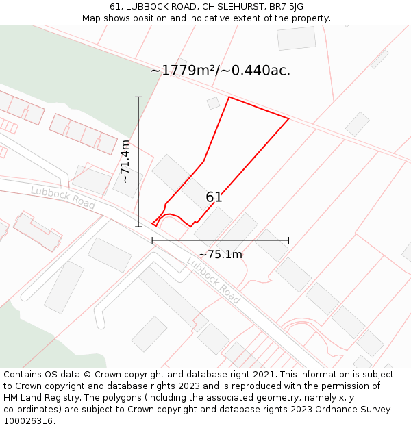 61, LUBBOCK ROAD, CHISLEHURST, BR7 5JG: Plot and title map