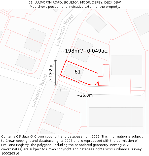 61, LULWORTH ROAD, BOULTON MOOR, DERBY, DE24 5BW: Plot and title map