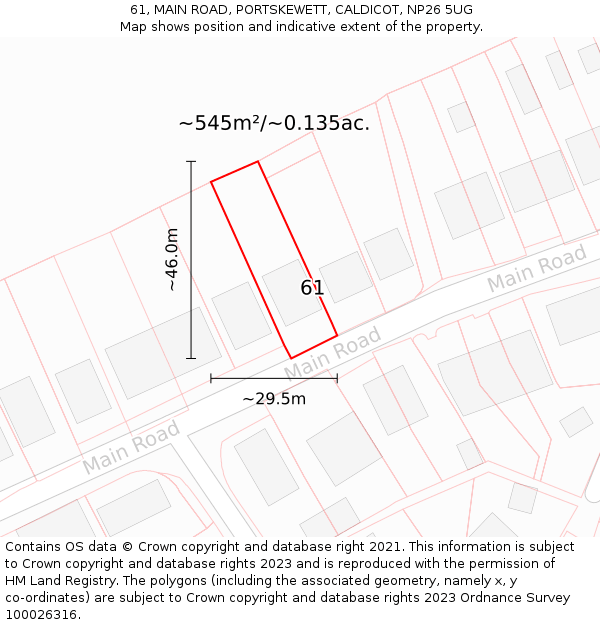 61, MAIN ROAD, PORTSKEWETT, CALDICOT, NP26 5UG: Plot and title map