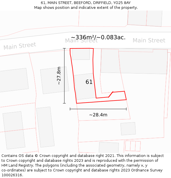61, MAIN STREET, BEEFORD, DRIFFIELD, YO25 8AY: Plot and title map