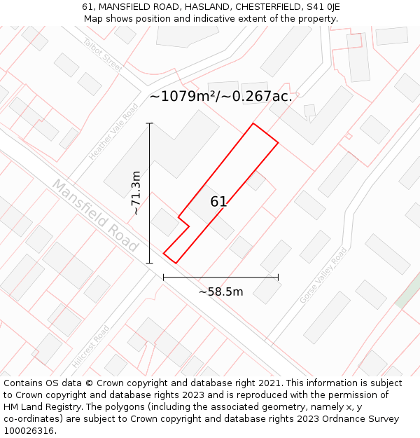 61, MANSFIELD ROAD, HASLAND, CHESTERFIELD, S41 0JE: Plot and title map